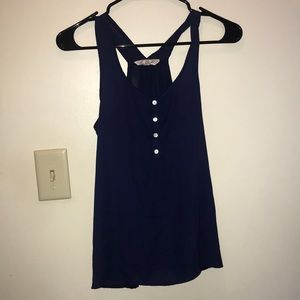 Navy blue tank top with buttons